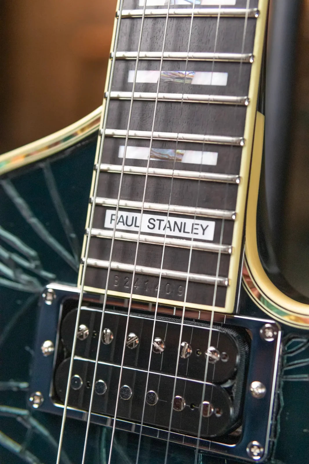 Ibanez PS3CM Paul Stanley Signature Model Electric Guitar - Black with Cracked Mirror Top with Hardshell Case