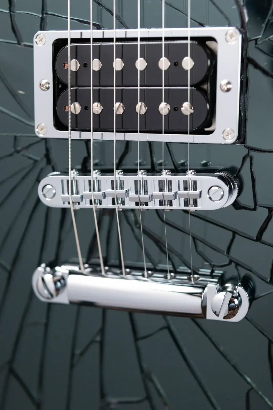 Ibanez PS3CM Paul Stanley Signature Model Electric Guitar - Black with Cracked Mirror Top with Hardshell Case