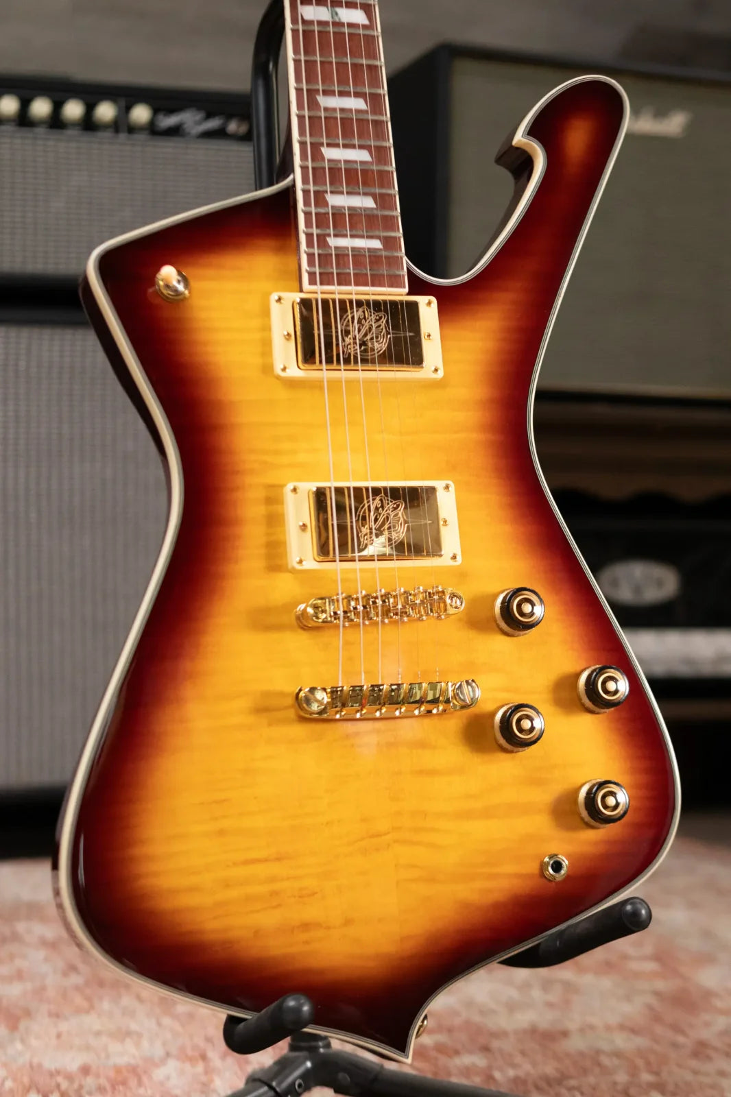 Ibanez Iceman IC420FMVLS Electric Guitar - Violin Sunburst with Gig Bag