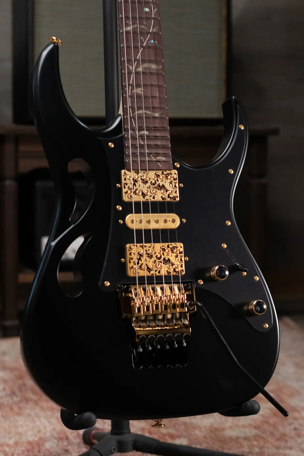 Ibanez PIA3761 Steve Vai Signature Electric Guitar - Onyx Black with Hardshell Case