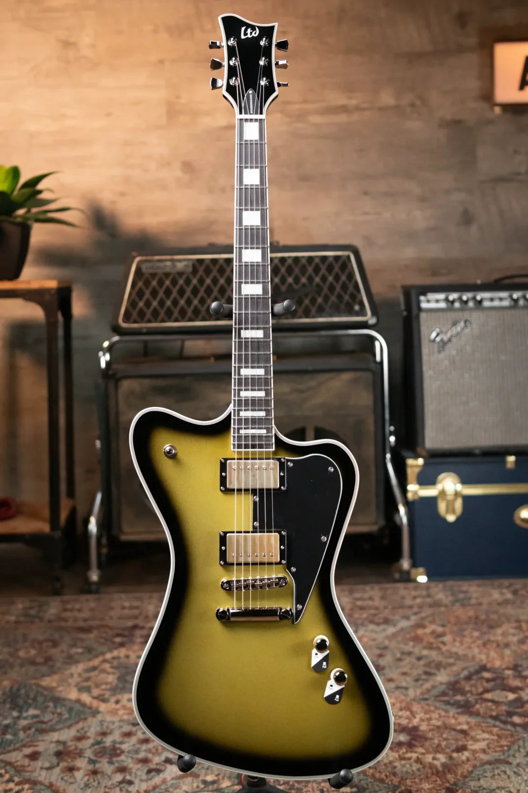 ESP LTD Bill Kelliher Sparrowhawk Electric Guitar - Vintage Silver Sunburst with Form Fit Case