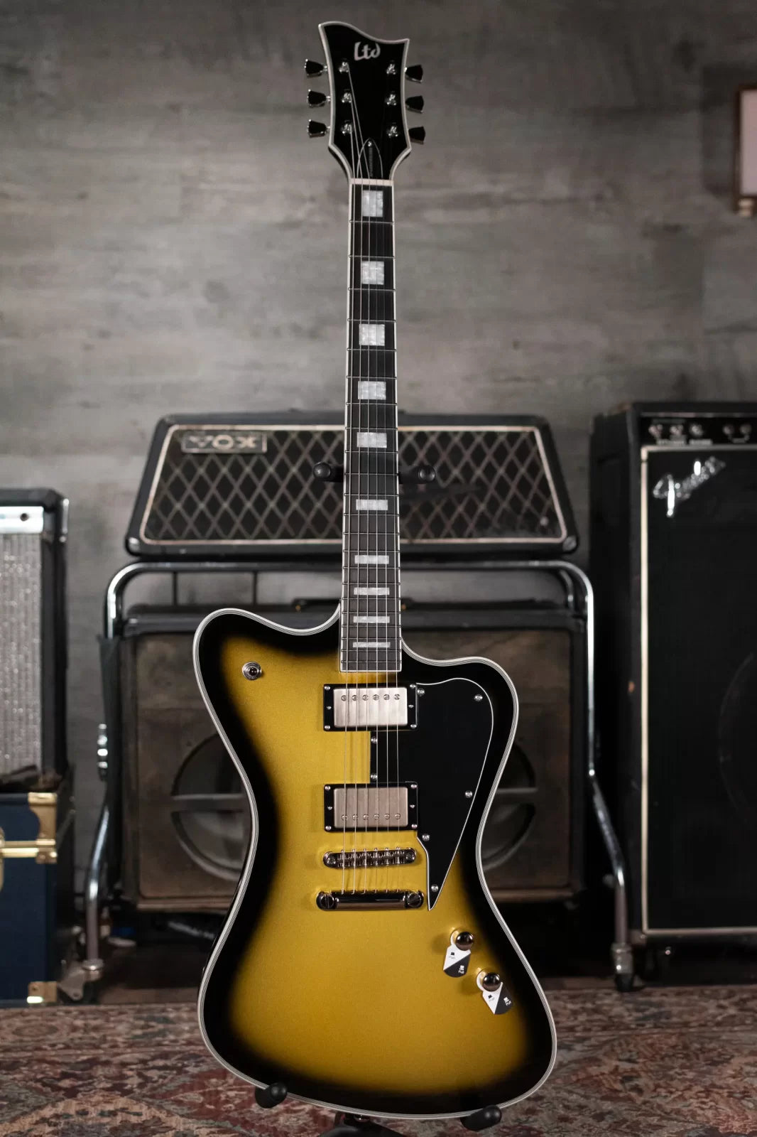 ESP LTD Bill Kelliher Sparrowhawk Electric Guitar - Vintage Silver Sunburst with Form Fit Case