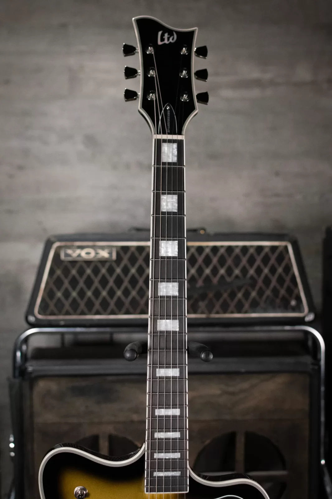 ESP LTD Bill Kelliher Sparrowhawk Electric Guitar - Vintage Silver Sunburst with Form Fit Case