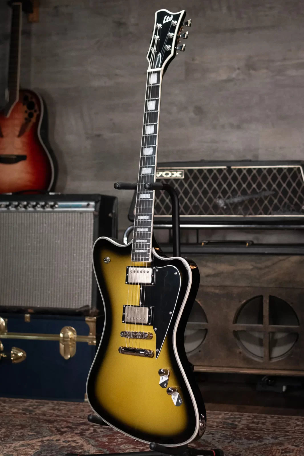 ESP LTD Bill Kelliher Sparrowhawk Electric Guitar - Vintage Silver Sunburst with Form Fit Case