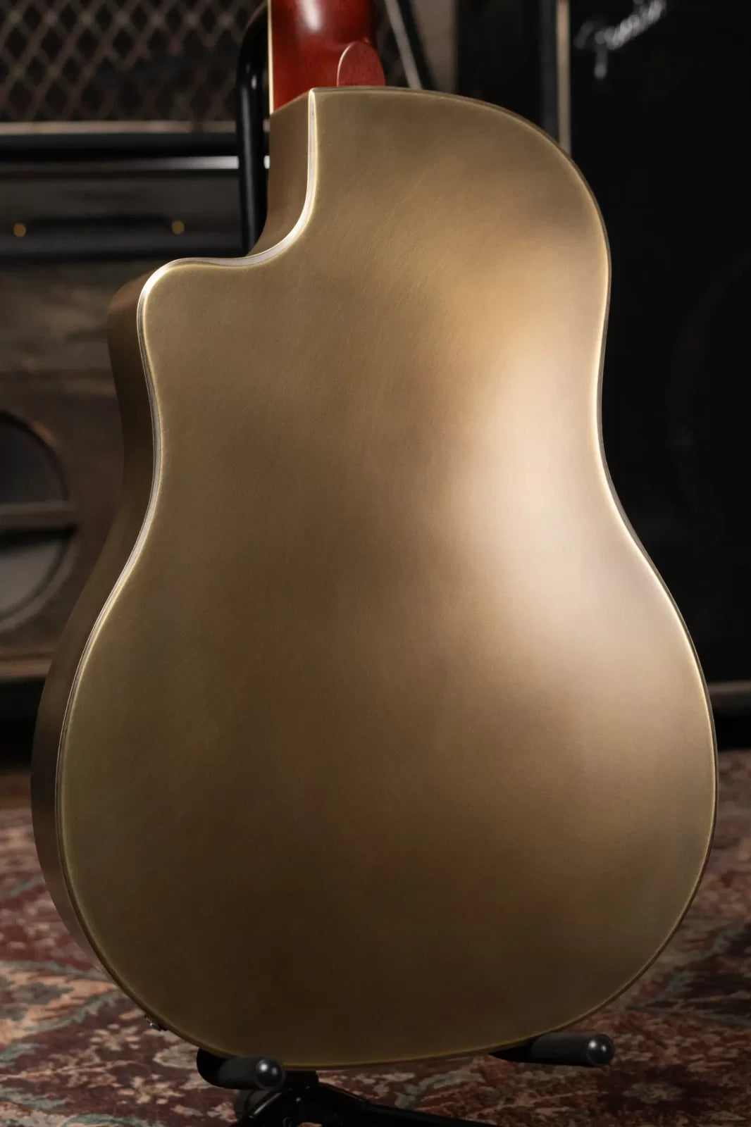 National Style 1 Baritone Tricone Resonator, Slimline Pickup - Antique Brass with Hardshell Case