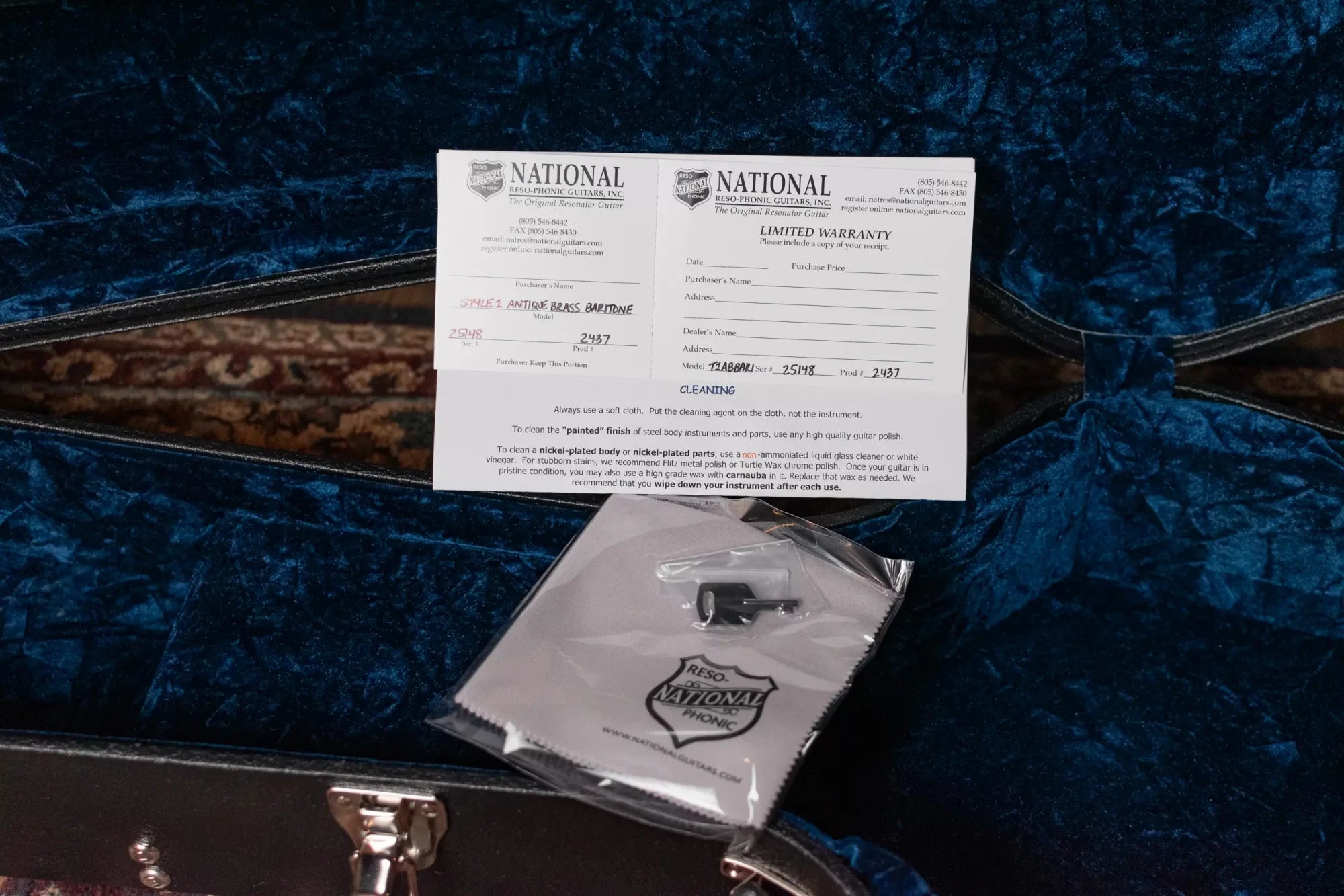 National Style 1 Baritone Tricone Resonator, Slimline Pickup - Antique Brass with Hardshell Case