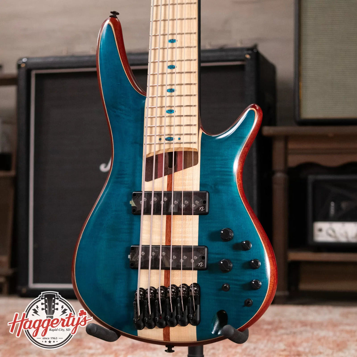 new 9 lbs Ibanez SR1426BCGL Premium 6 String Electric Bass Caribbean Green haggertys 1