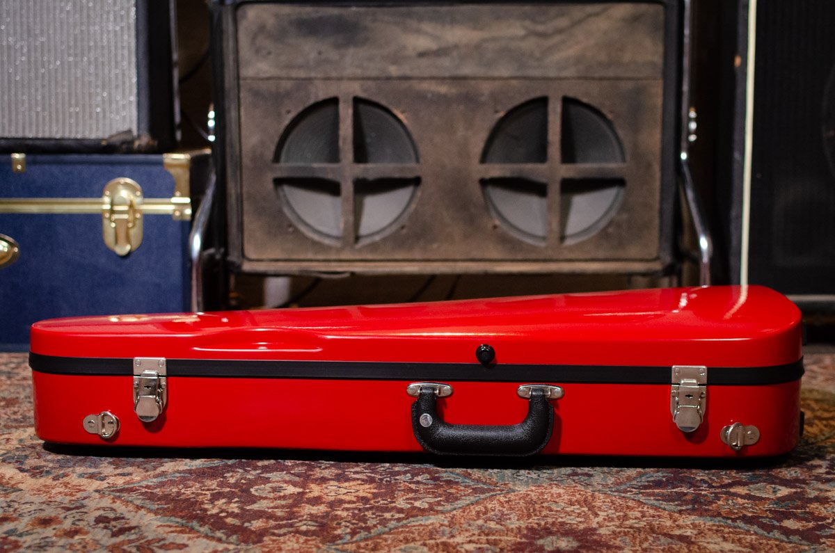 Bobelock 1029 Fiberglass Arrow Mandolin Case- Red/Gray