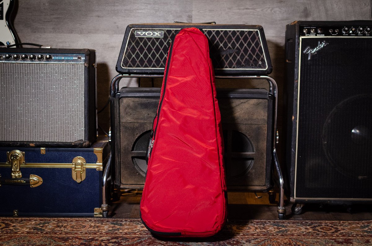 Bobelock 1029 Fiberglass Arrow Mandolin Case- Red/Gray