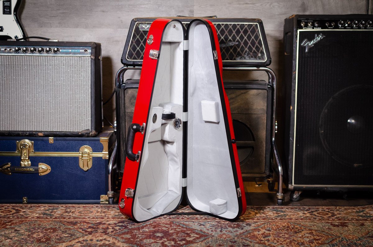 Bobelock 1029 Fiberglass Arrow Mandolin Case- Red/Gray