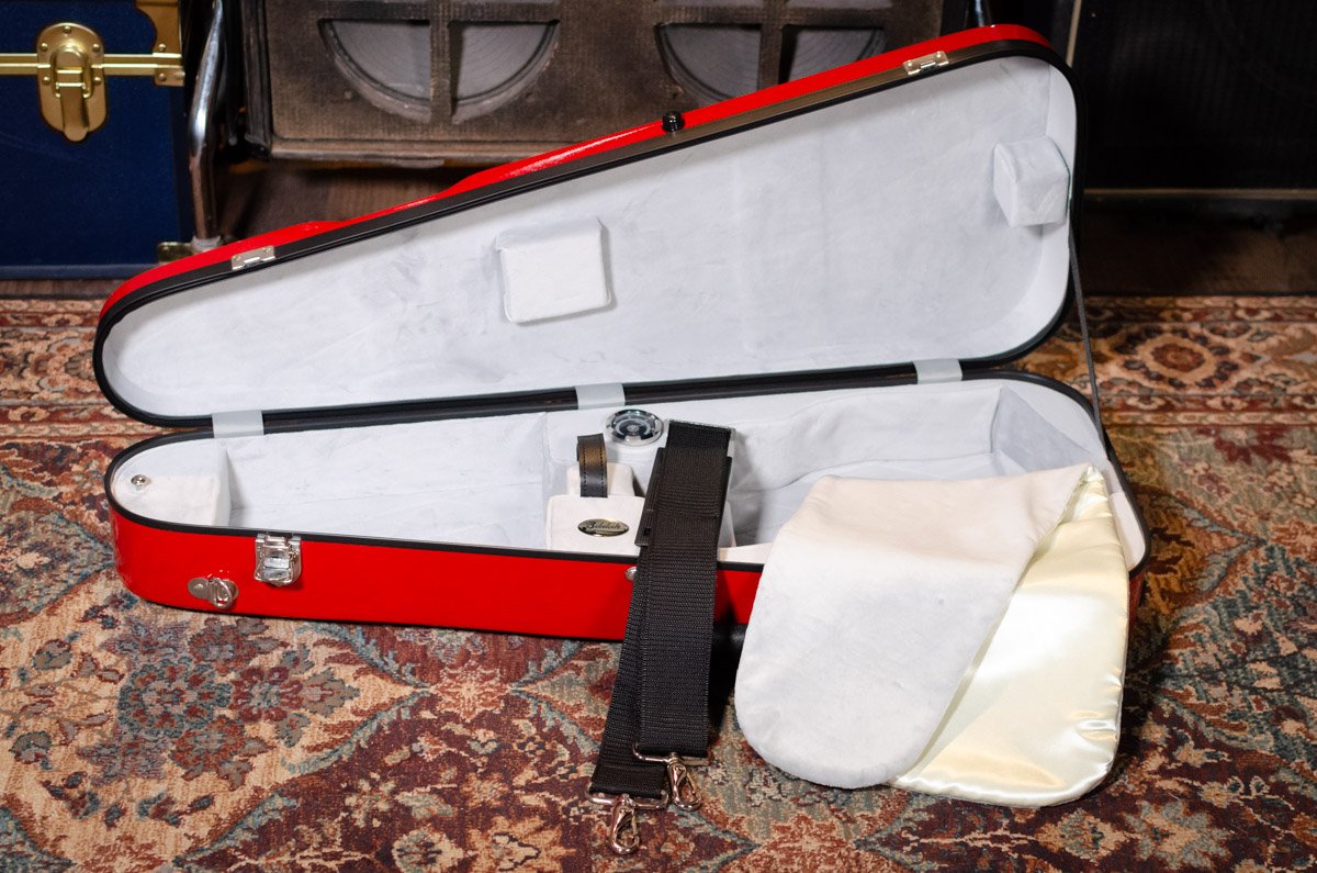 Bobelock 1029 Fiberglass Arrow Mandolin Case- Red/Gray