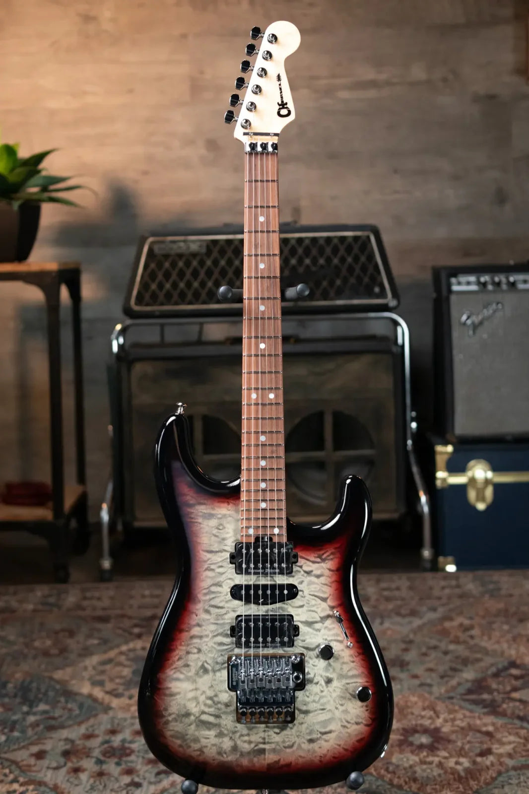 Charvel MJ San Dimas Style 1 HSH FR PF QM - Midnight Glow with Hardshell Gig Bag