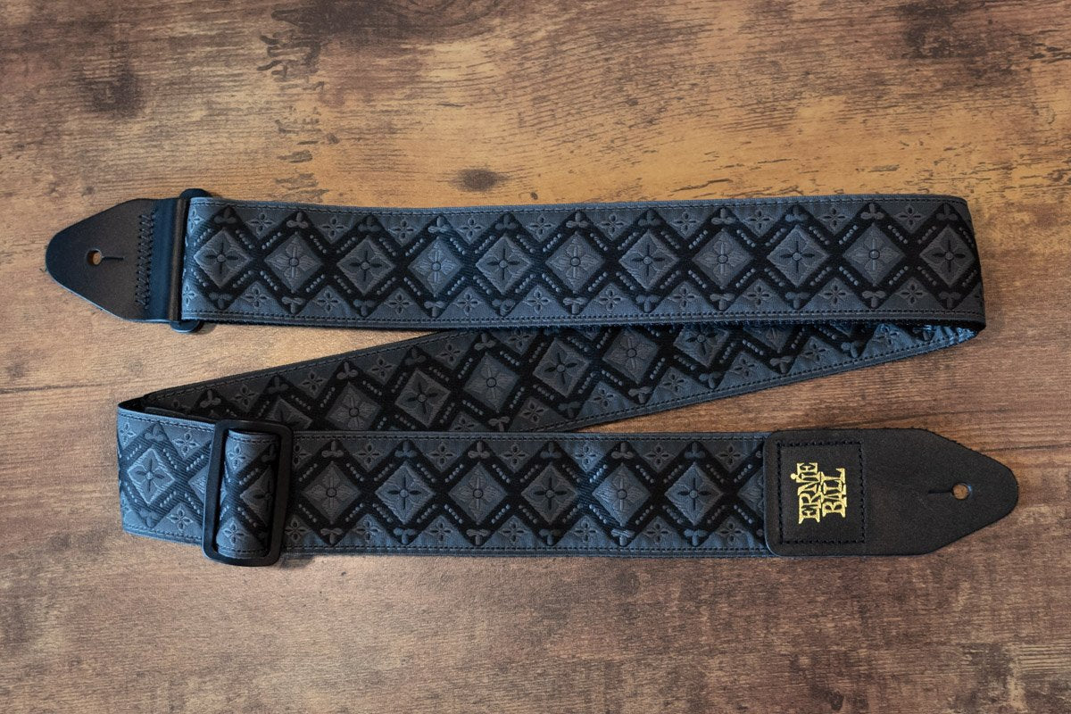 new ERNIE BALL REGAL BLACK JACQUARD GUITAR STRAP haggertys 7