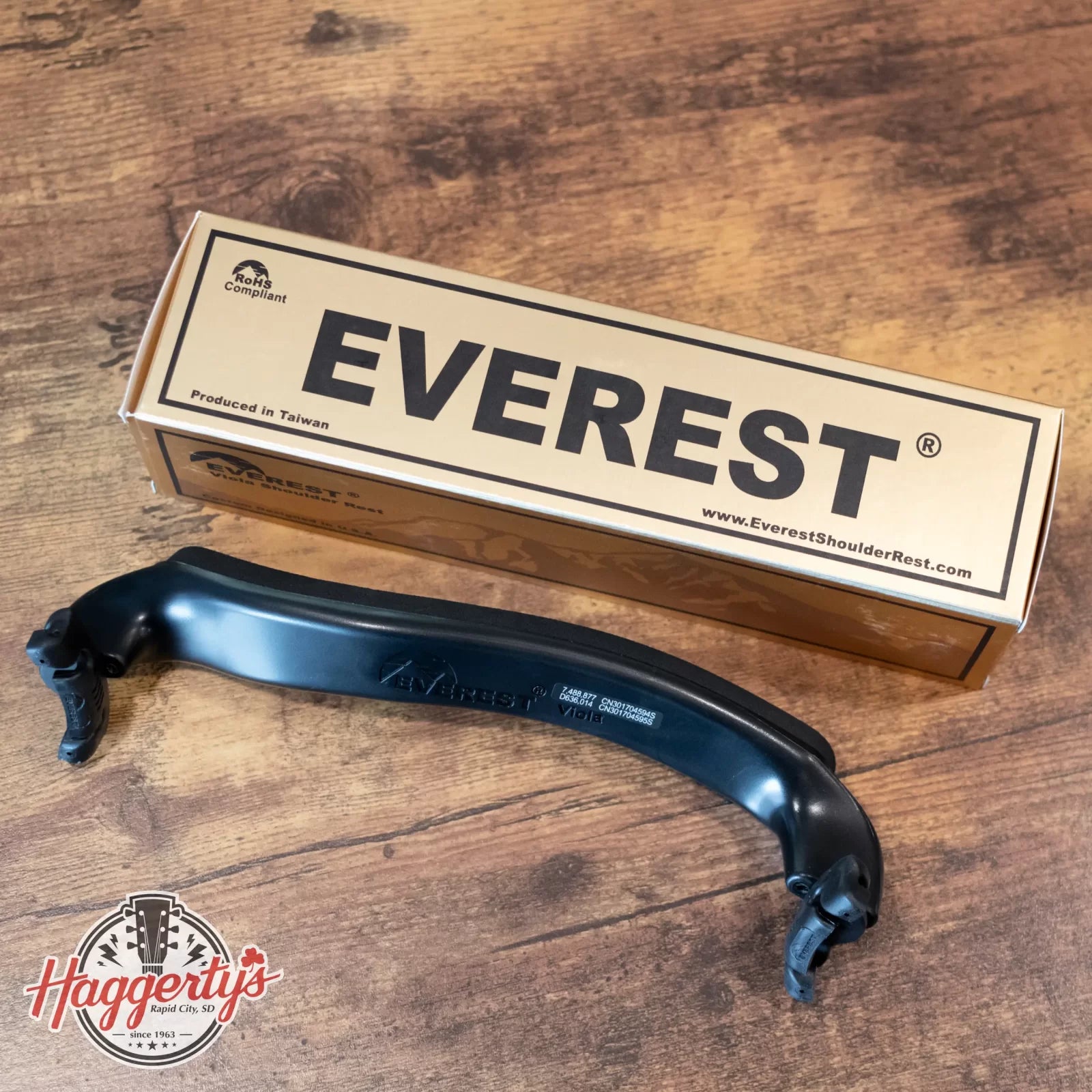 Everest Viola Shoulder Rest, Matte Black - 15"-16.5"