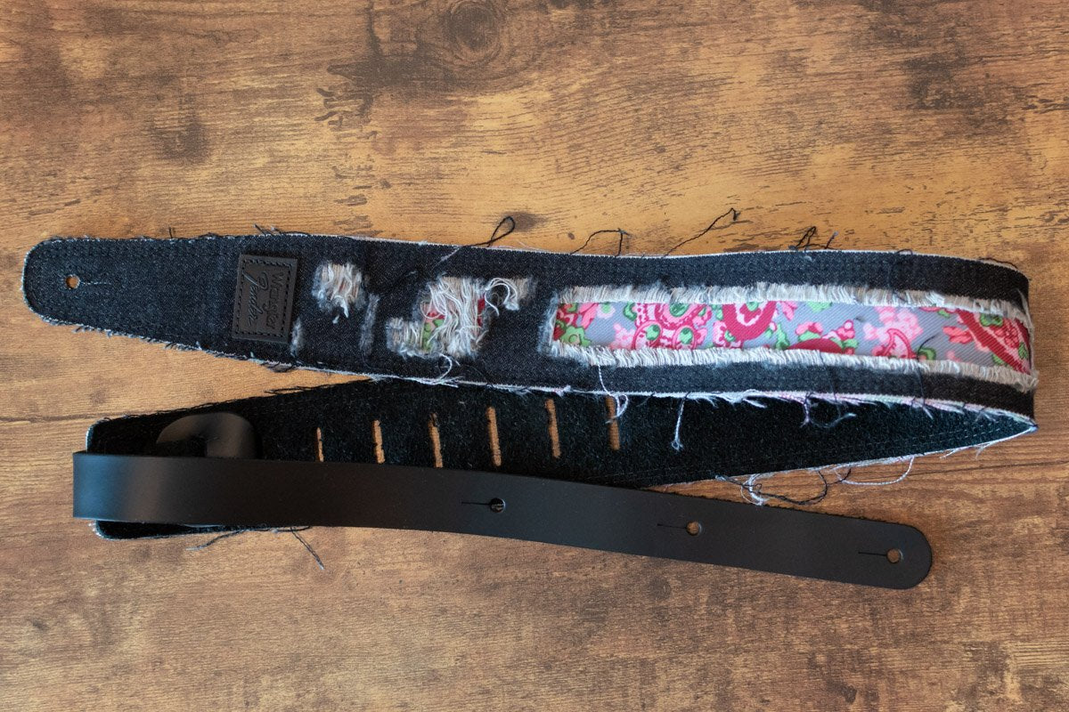 Fender X Wrangler Ripped Paisley Denim Strap, Black