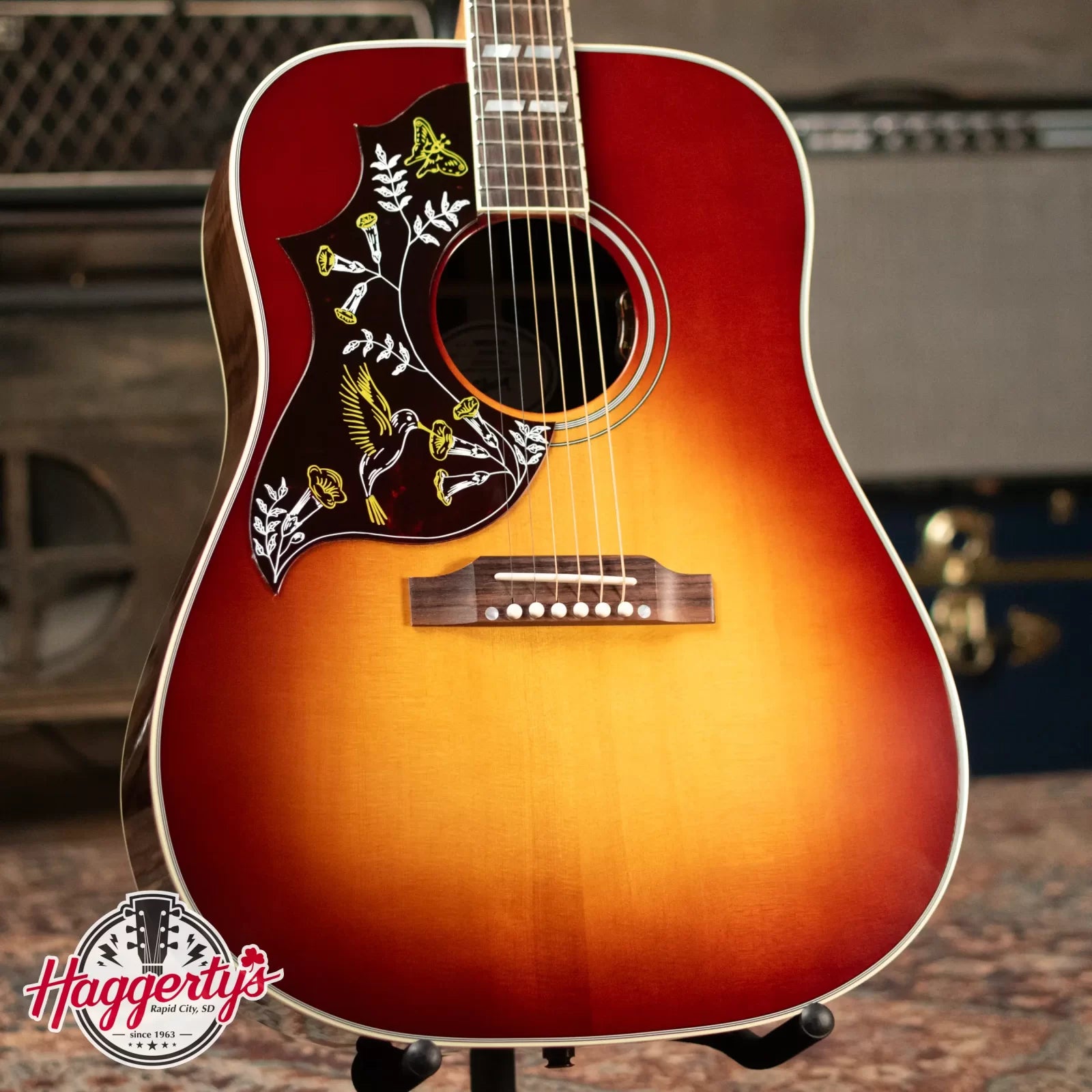 Gibson Hummingbird Standard Rosewood Lefty Acoustic/Electric Guitar - Rosewood Burst with Hardshell Case
