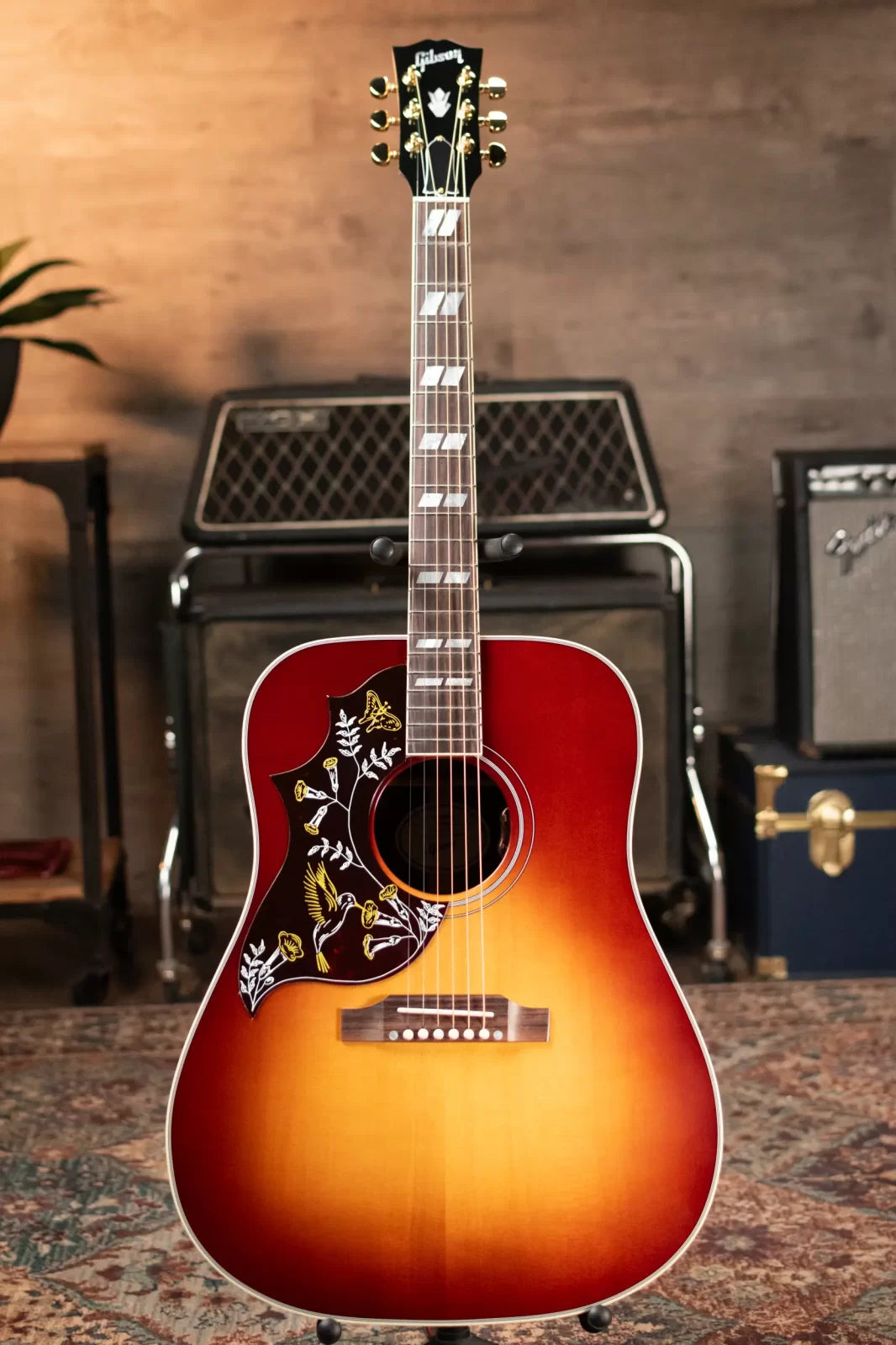 Gibson Hummingbird Standard Rosewood Lefty Acoustic/Electric Guitar - Rosewood Burst with Hardshell Case