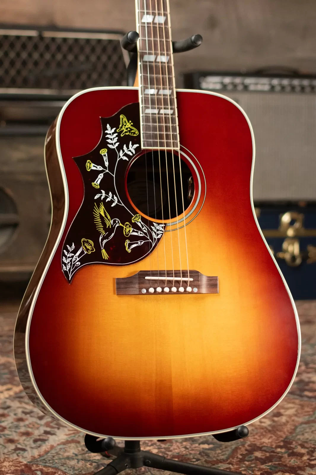 Gibson Hummingbird Standard Rosewood Lefty Acoustic/Electric Guitar - Rosewood Burst with Hardshell Case