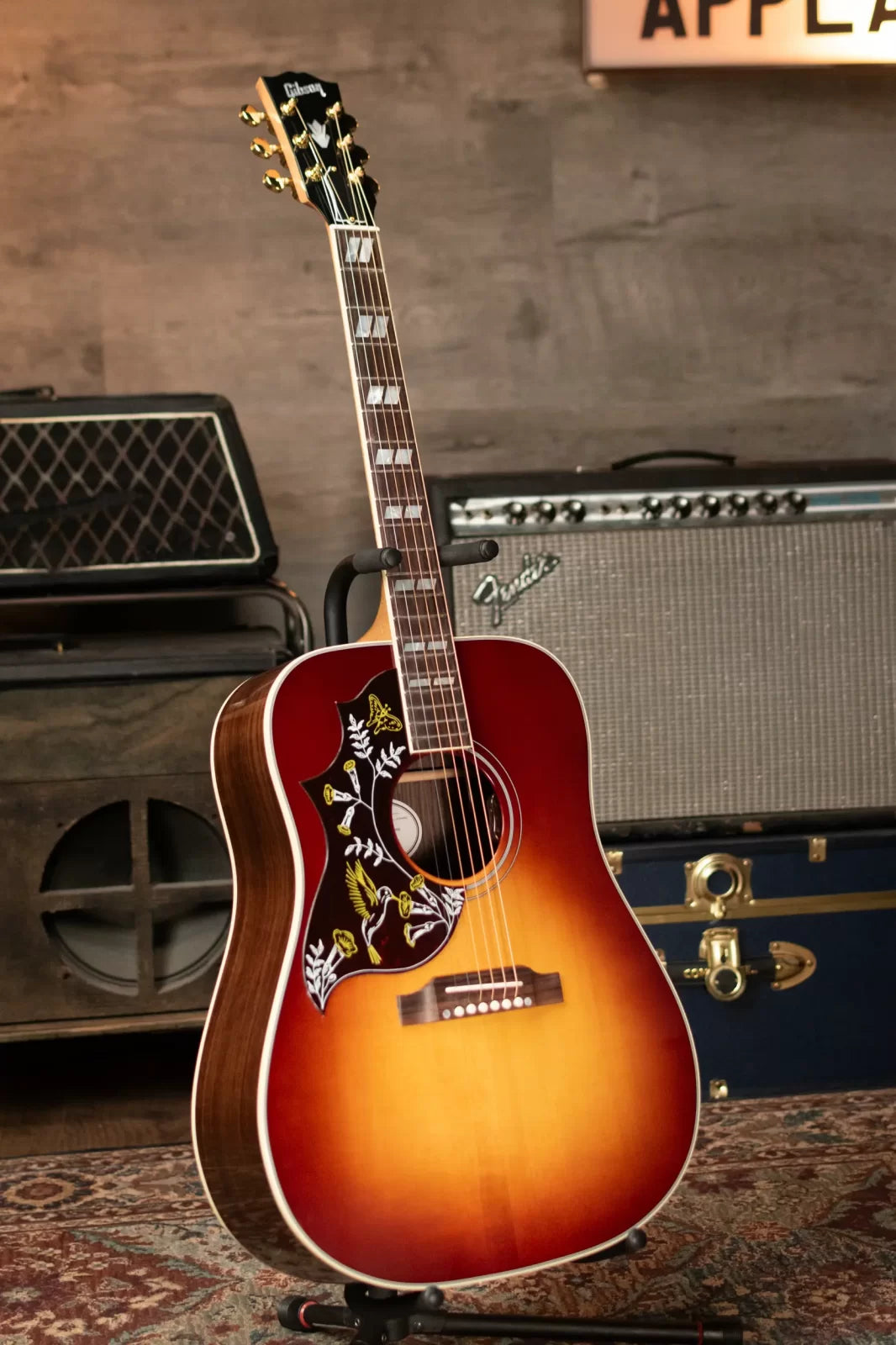Gibson Hummingbird Standard Rosewood Lefty Acoustic/Electric Guitar - Rosewood Burst with Hardshell Case