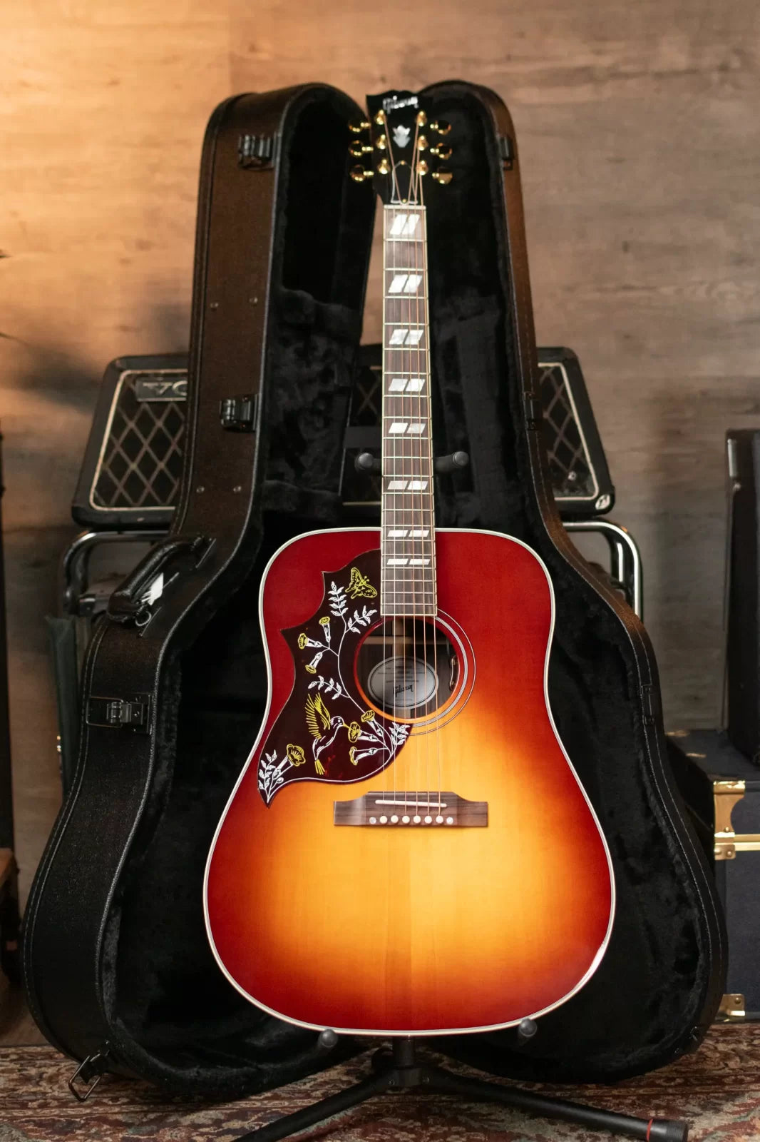 Gibson Hummingbird Standard Rosewood Lefty Acoustic/Electric Guitar - Rosewood Burst with Hardshell Case