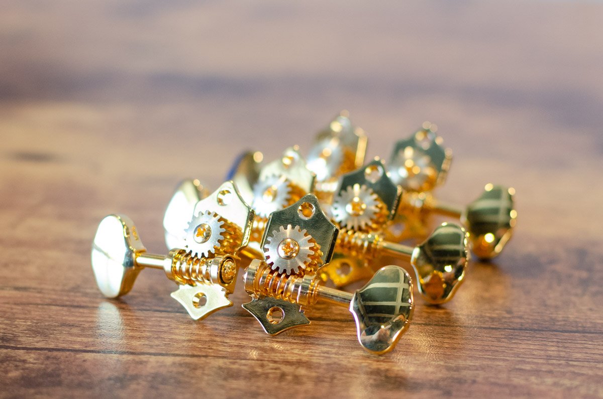 Golden Gate Open Gear Guitar Tuners, 3 x 3, Gold, Set