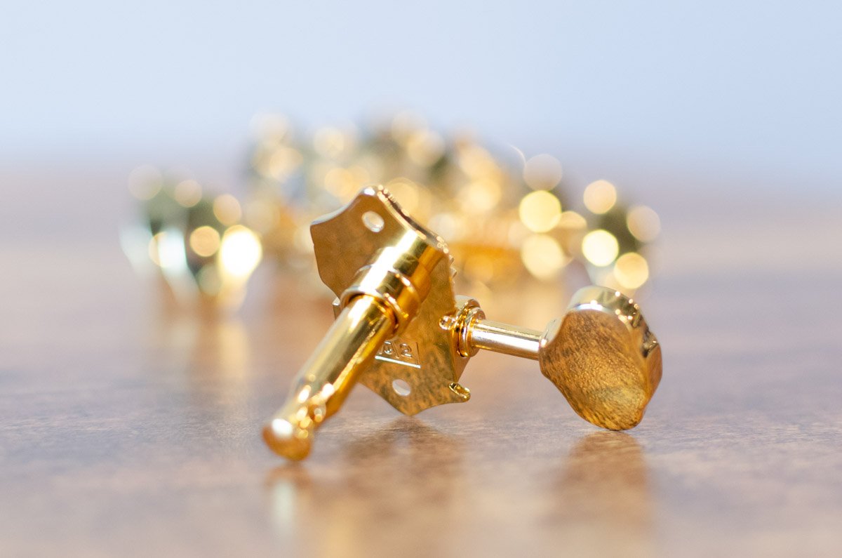 Golden Gate Open Gear Guitar Tuners, 3 x 3, Gold, Set