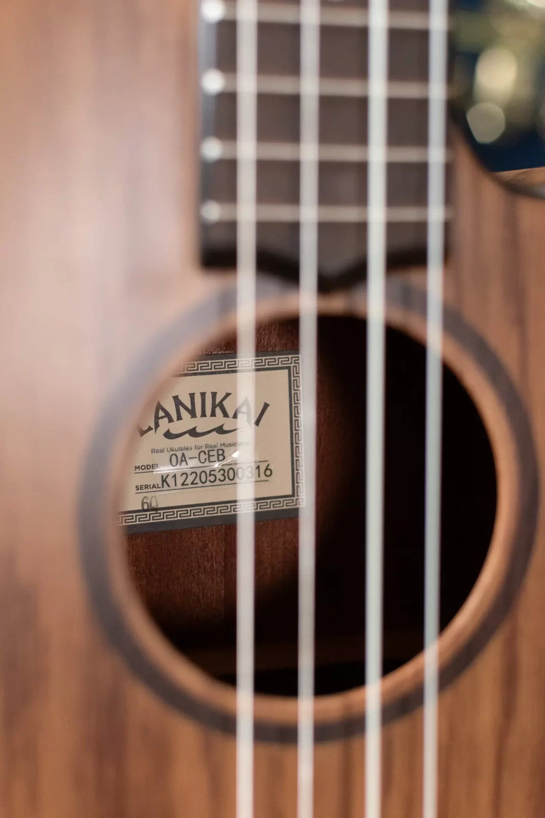 Lanikai OA-CEB Oak Baritone Ukulele Cutaway with Electronics