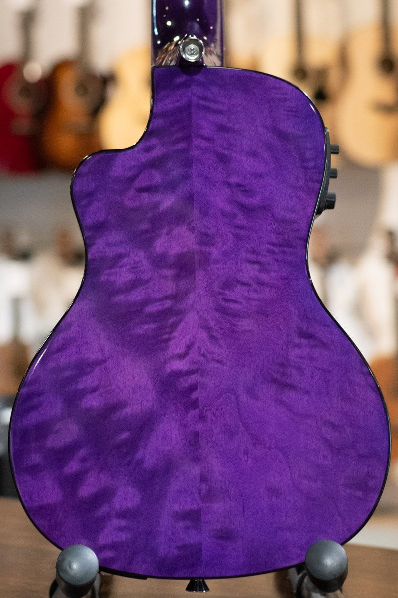 Lanikai QM-PUCEC Quilted Maple Purple Concert Ukulele Cutaway with Electronics