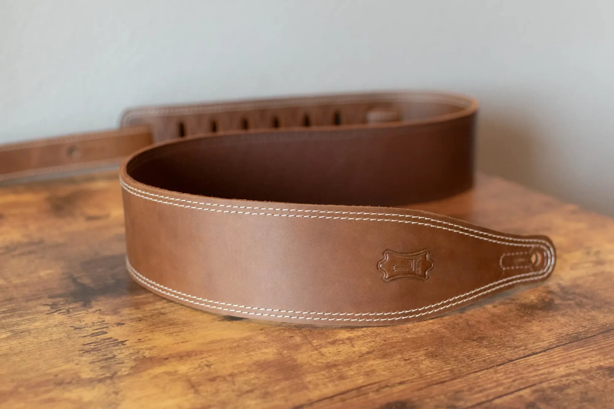 Levy's M17BDS-BRN Butter Double Stitch 2.5" Wide Garment Leather Guitar Strap