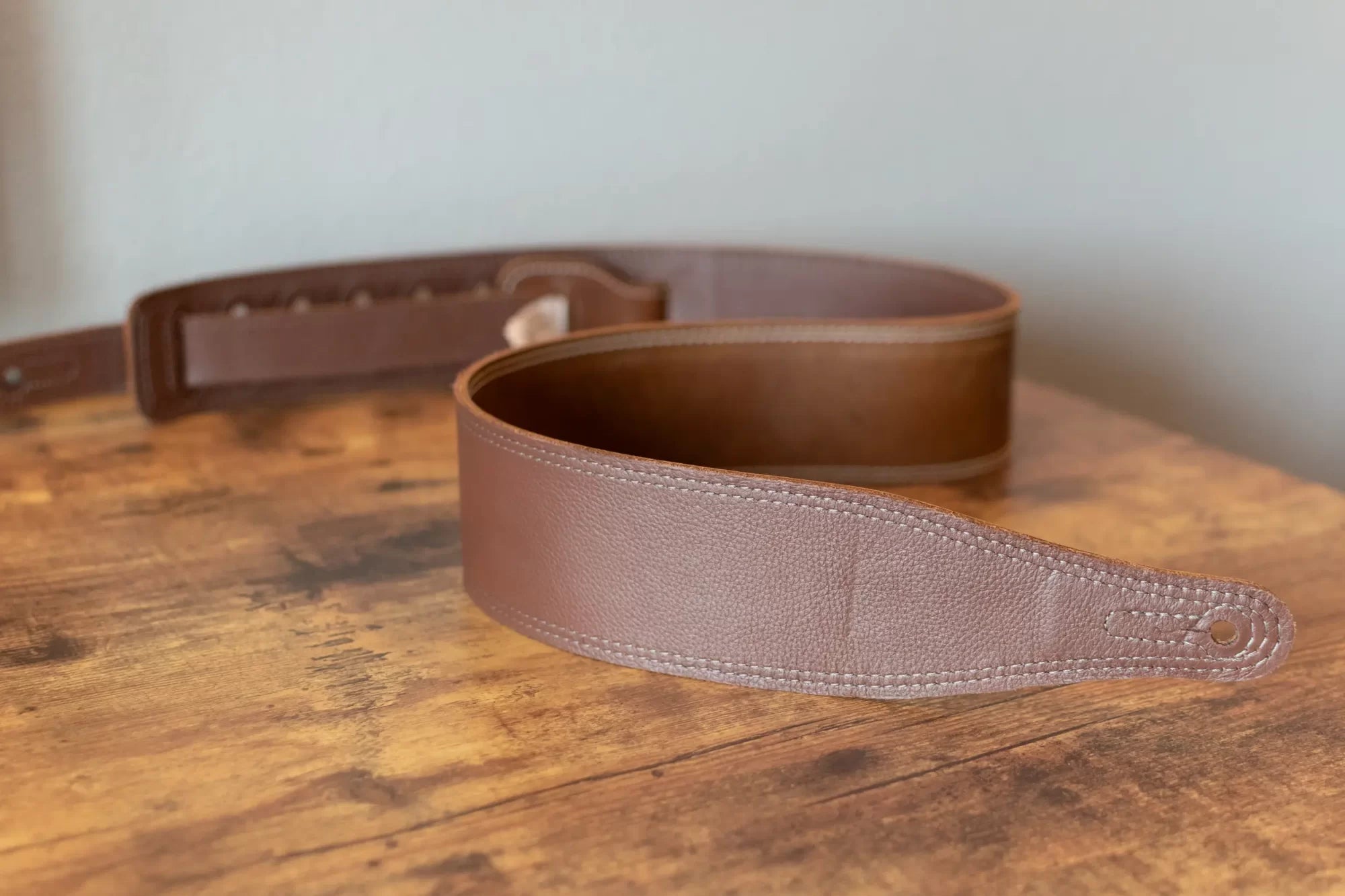 Levy's M17BDS-BRN Butter Double Stitch 2.5" Wide Garment Leather Guitar Strap