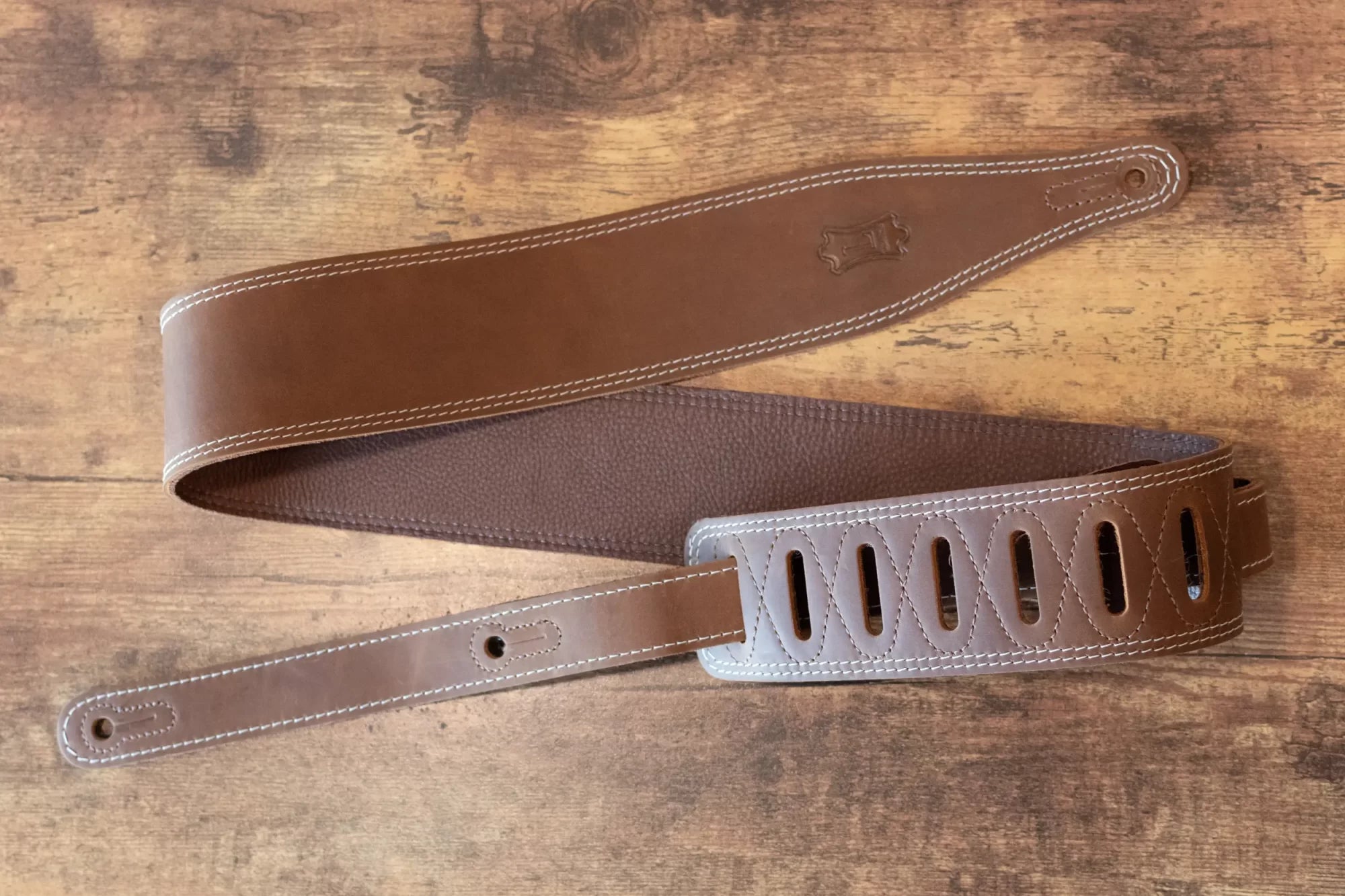 Levy's M17BDS-BRN Butter Double Stitch 2.5" Wide Garment Leather Guitar Strap