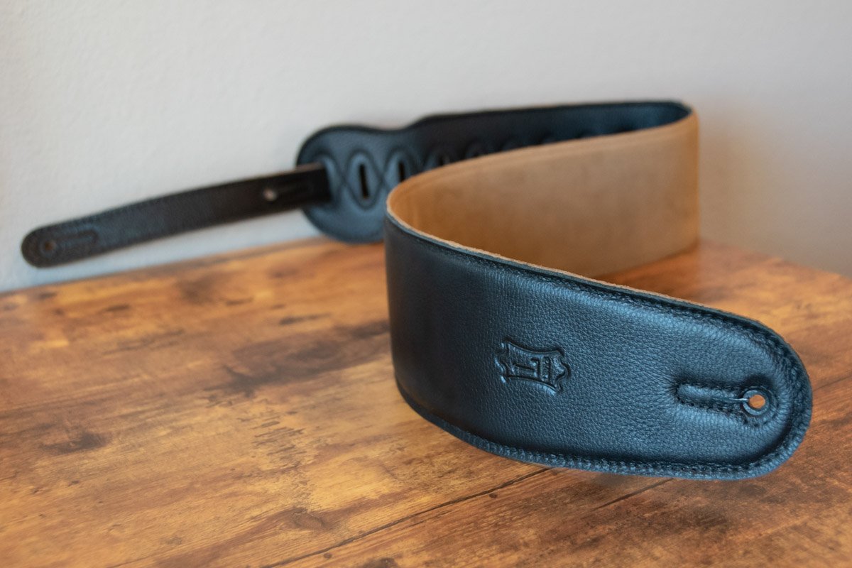 Levy's M4GF 3.5-inch Padded Garment Leather Bass Strap - Black