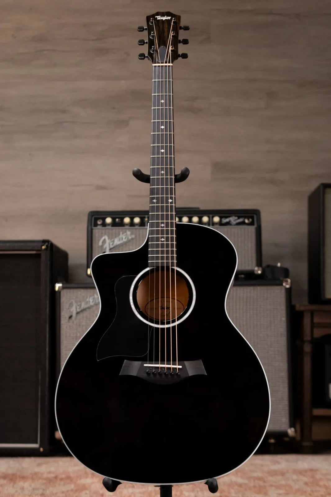 Taylor 214ce-BLK DLX Grand Auditorium Acoustic/Electric Guitar with Deluxe Hard Shell Case