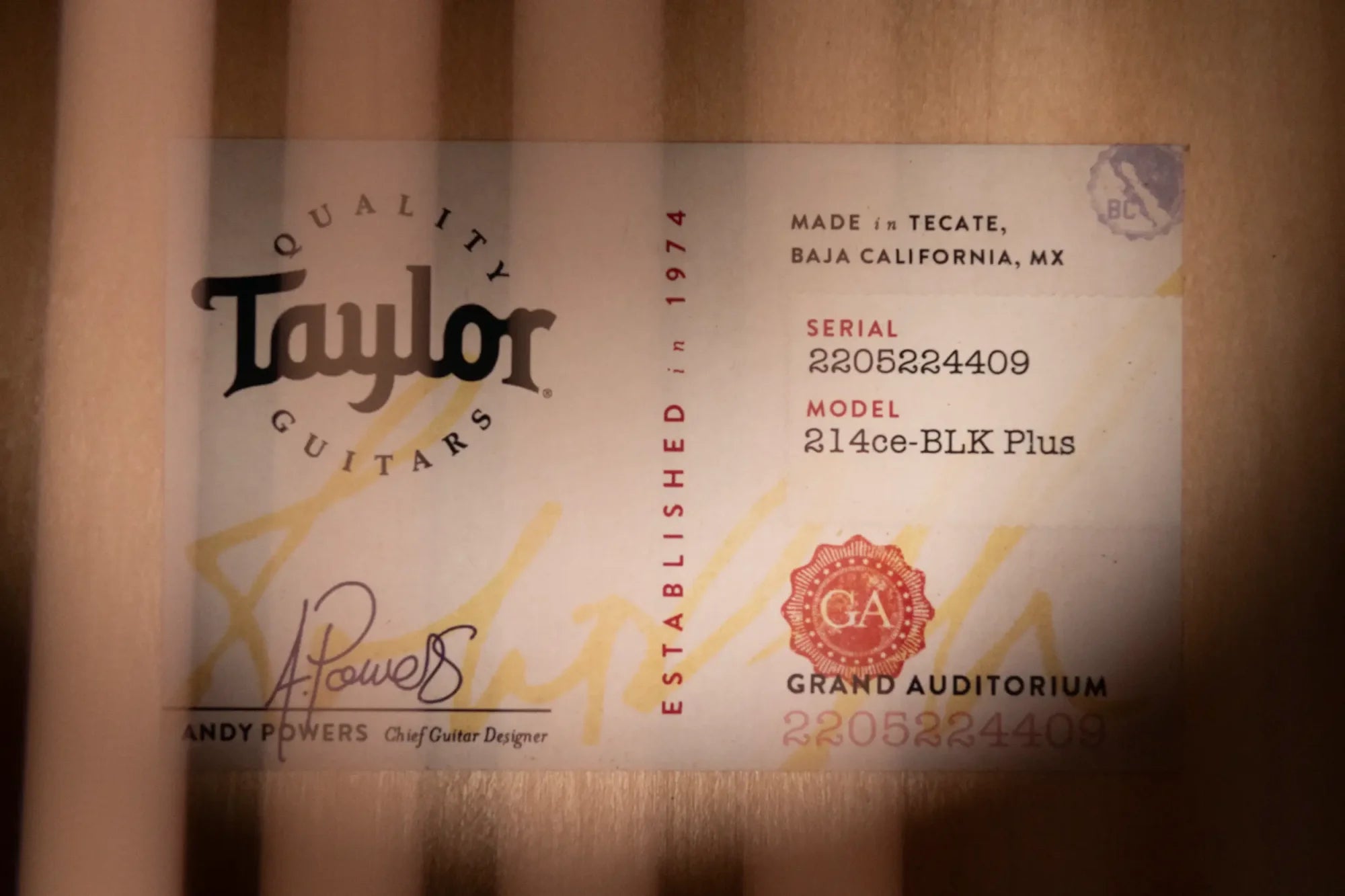 Taylor 214ce-BLK Plus Grand Auditorium Acoustic/Electric with Aerocase - Factory Demo