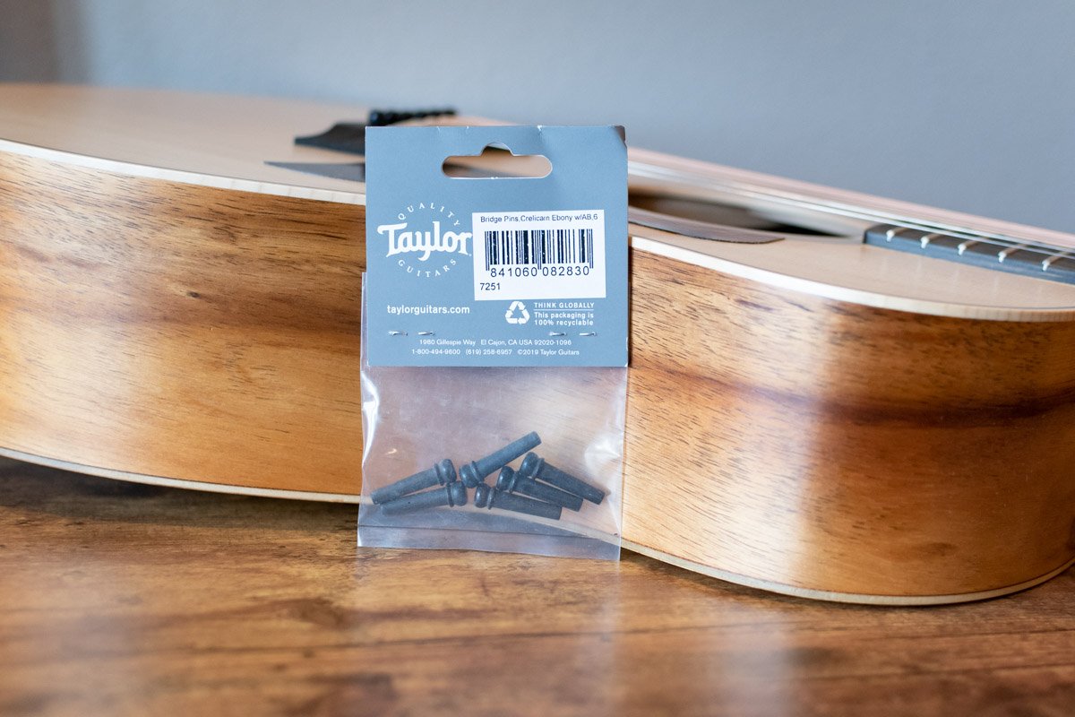 Taylor Bridge Pins Ebony with Abalone Dots