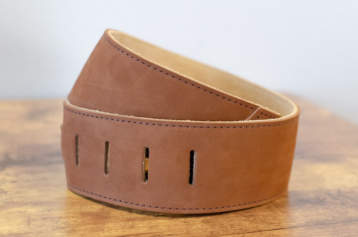 Taylor Gemstone 2.5" Sanded Leather Guitar Strap - Medium Brown Sanded Suede