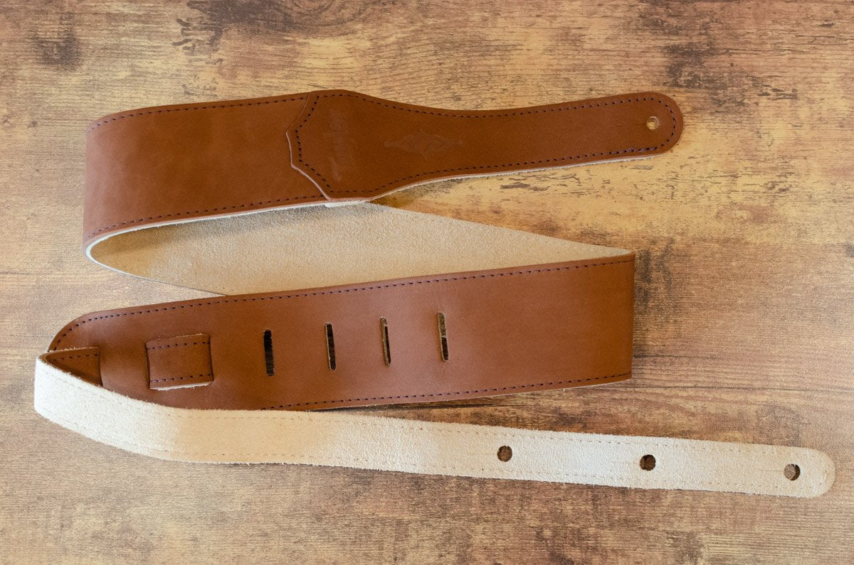 Taylor Gemstone 2.5" Sanded Leather Guitar Strap - Medium Brown Sanded Suede