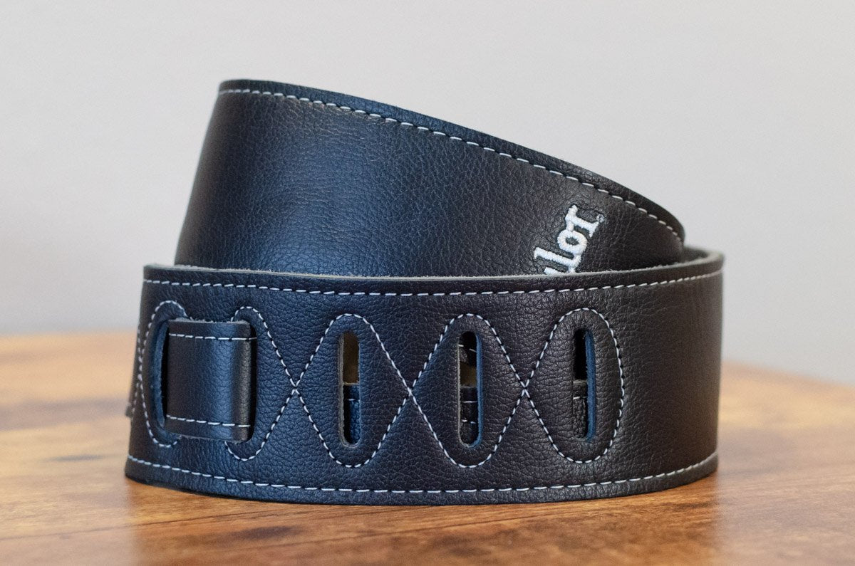 Taylor 2.5" Black Leather Guitar Strap - Black, Suede Back