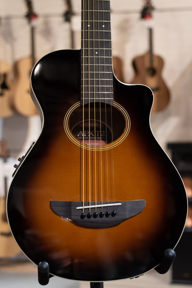 Yamaha APXT2 3/4-Size Thin-Line Cutaway Acoustic/Electric Guitar - Old Violin Sunburst with Gig Bag - Demo