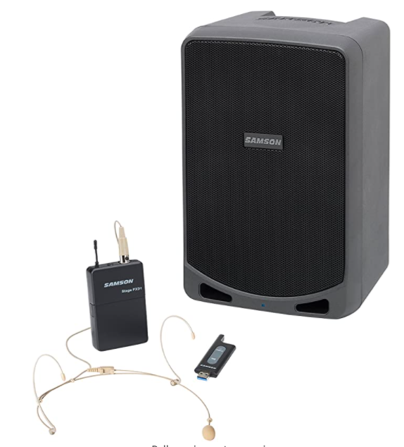 Samson XP106WDE Rechargeable Battery Powered Portable PA - 6 Inch 100 Watts with Bluetooth & DE5 Headset Mic