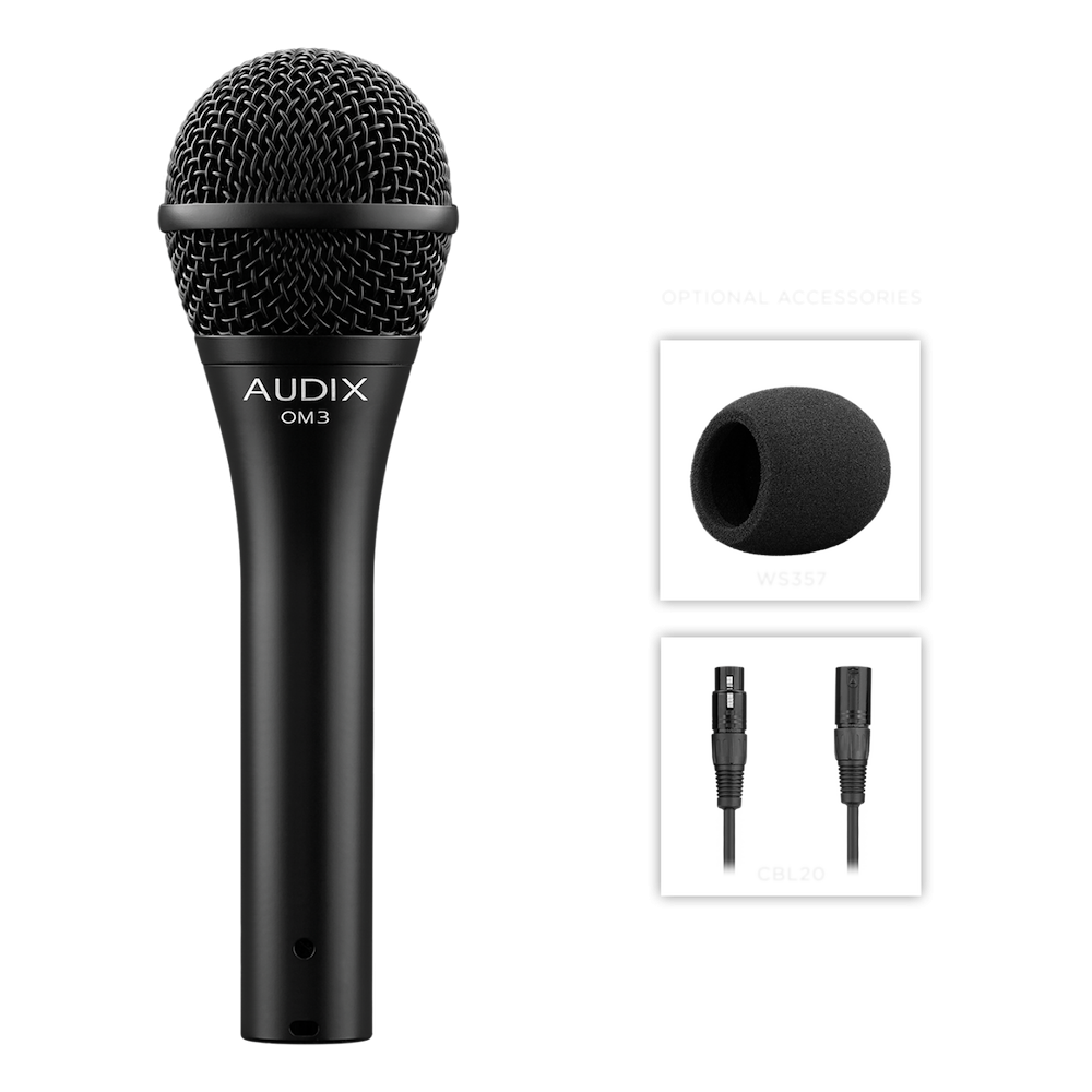 Audix OM3 Dynamic Vocal Mic with Clip and Pounch