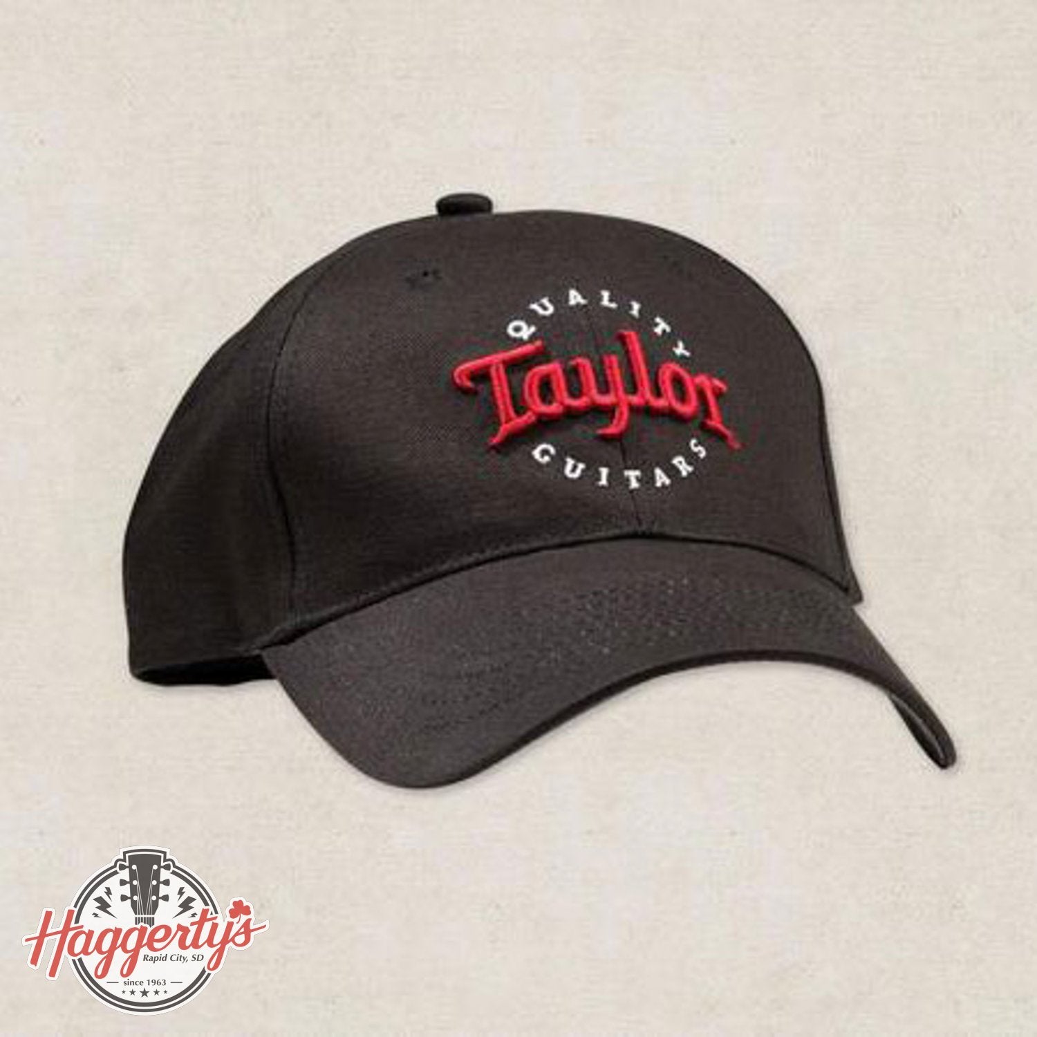 Taylor Black Cap, Red/White Emblem