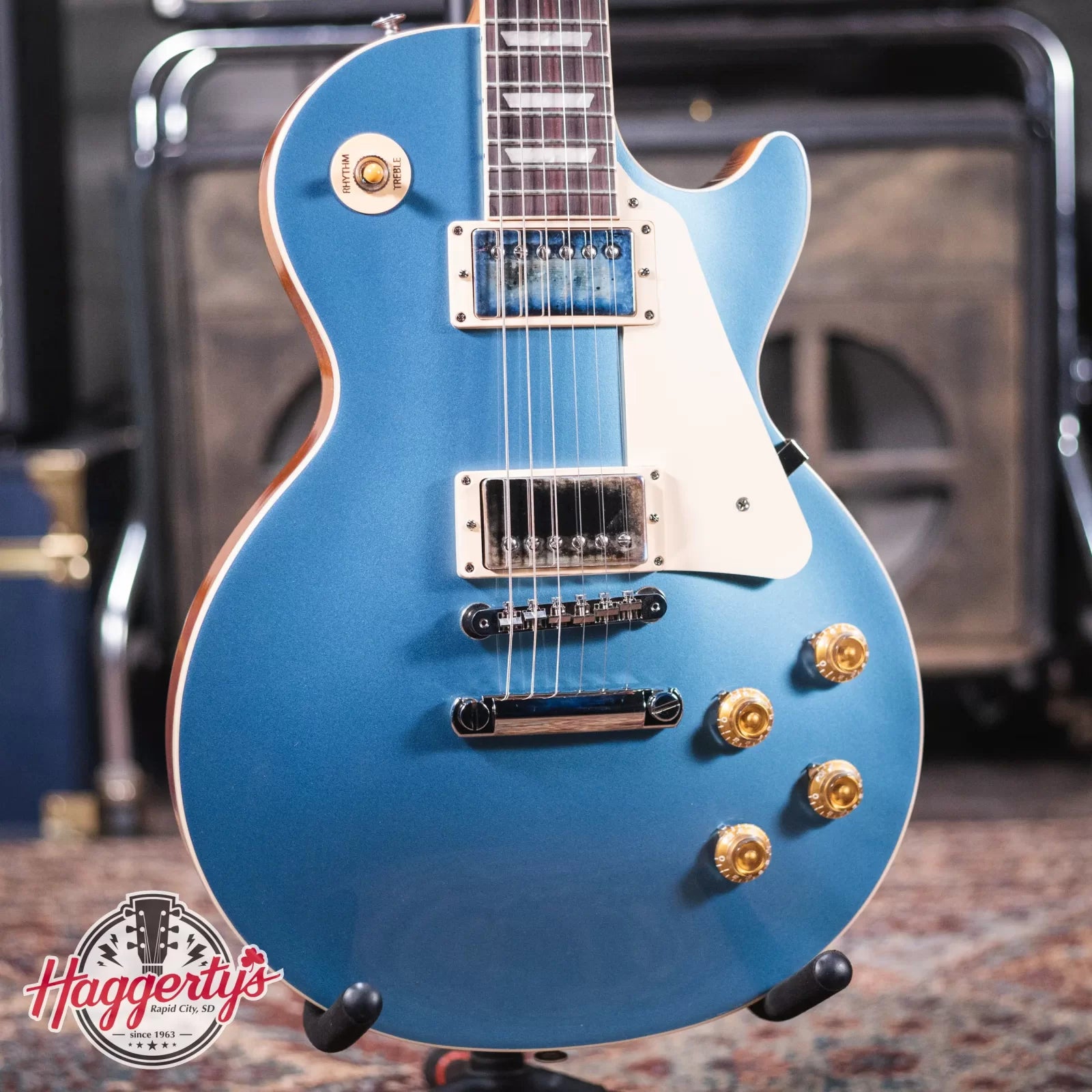 Gibson Les Paul Standard 50s Plain Top - Pelham Blue Top with Hardshell Case - Floor Model