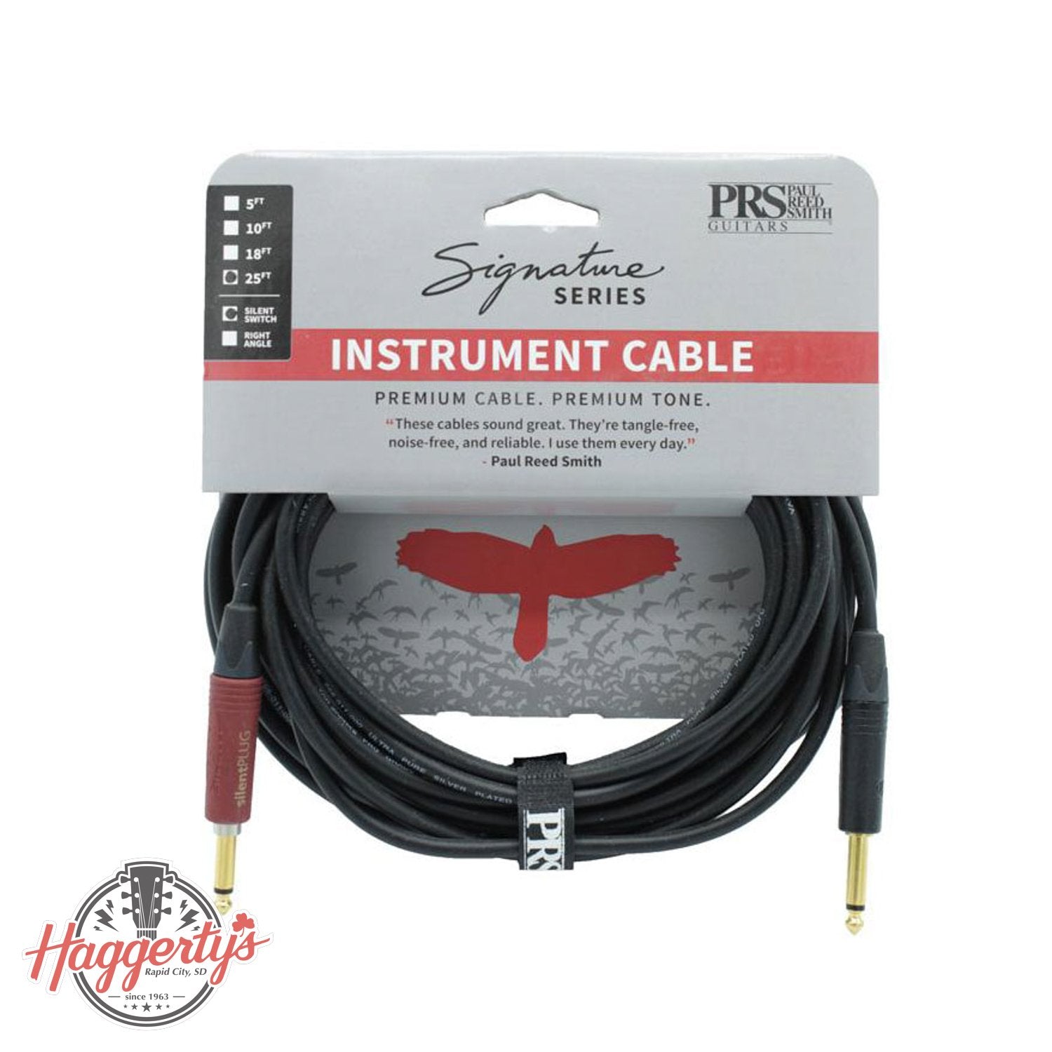 PRS 25ft Signature Instrument Cable Silent Straight/Straight