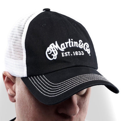 Martin Trucker Hat - Black with White Mesh