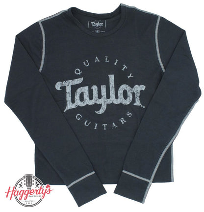 Taylor Mens Long Sleeve Thermal Shirt Aged Logo Black - Small