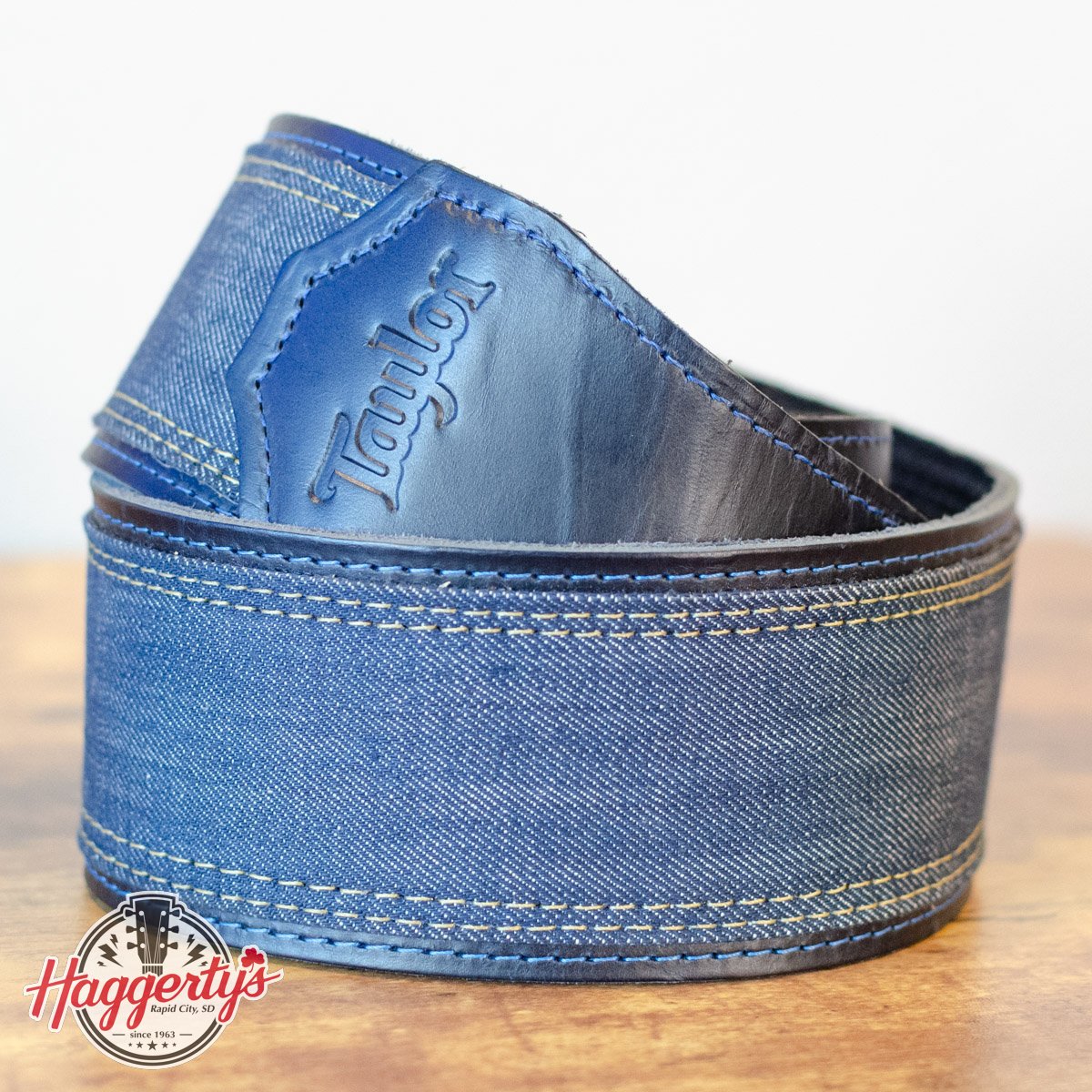 Taylor Blue Denim 2.5" Guitar Strap - Navy Edge - Floor Model