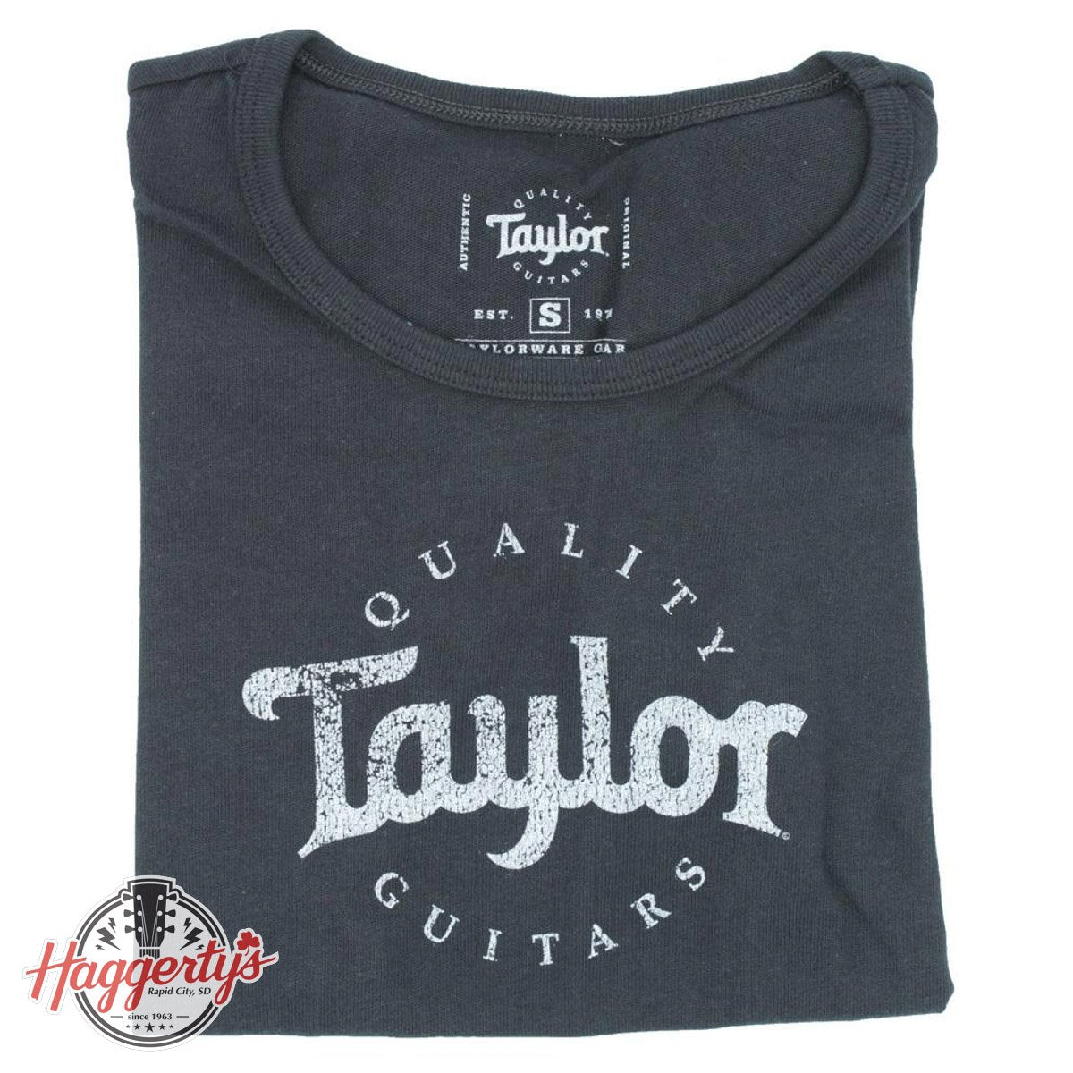 Taylor Ladies Short Sleeve T-Shirt Black White Logo - Medium