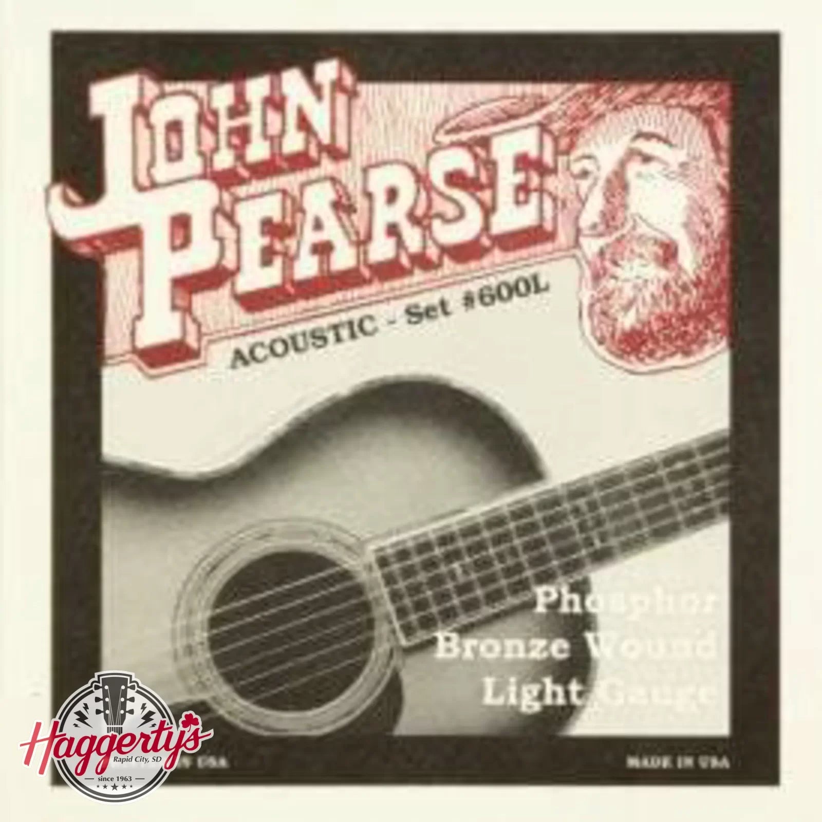 John Pearse 600L Phosphor Bronze Acoustic Guitar Strings Light Gauge 12-53