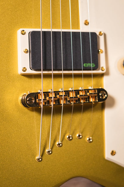 ESP LTD KH-V Kirk Hammett Signature Electric Guitar - Metallic Gold with Hardshell Case